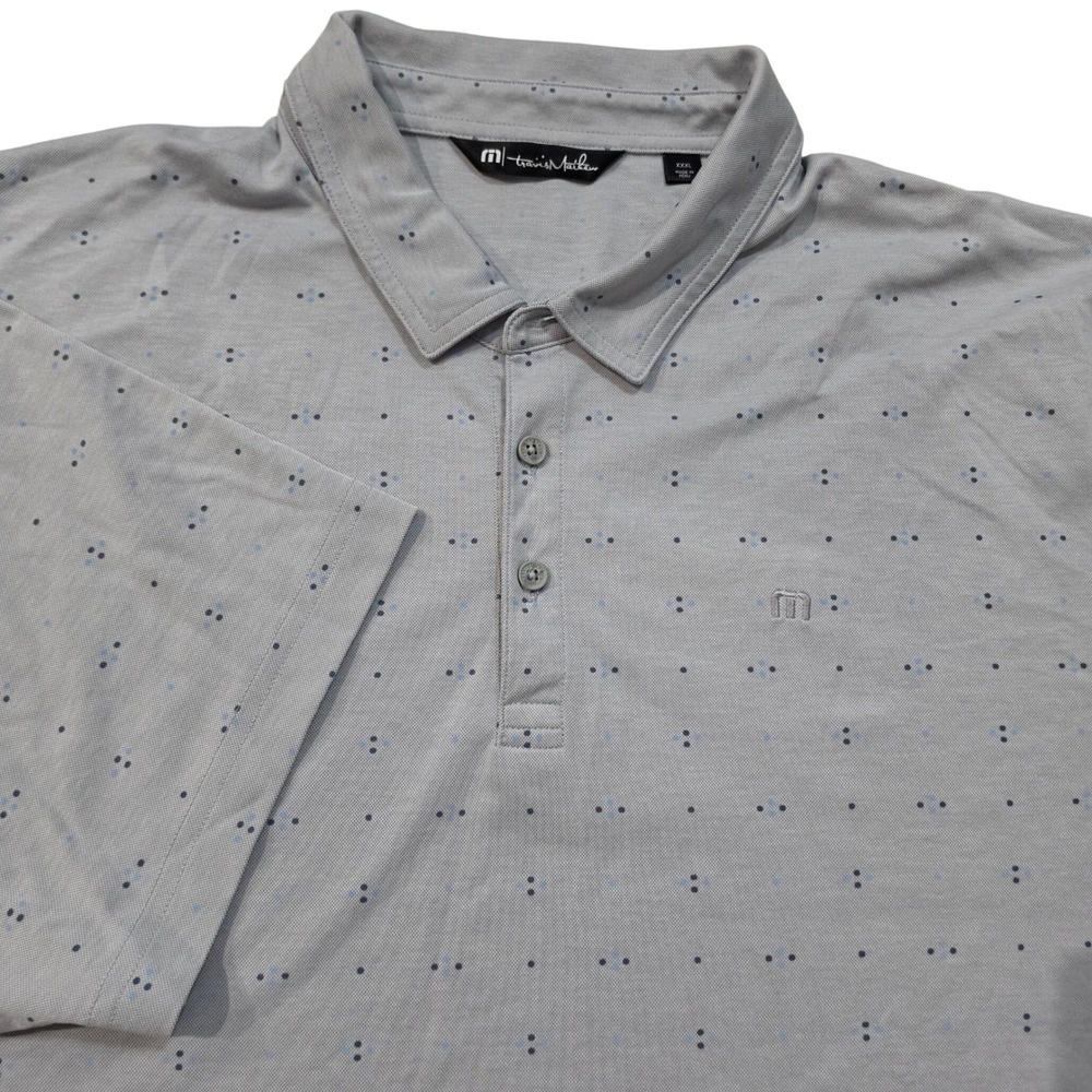 TravisMathew Mens XXXL Gray Geometric Dot Short Sleeve Golf Polo Shirt 3XL
